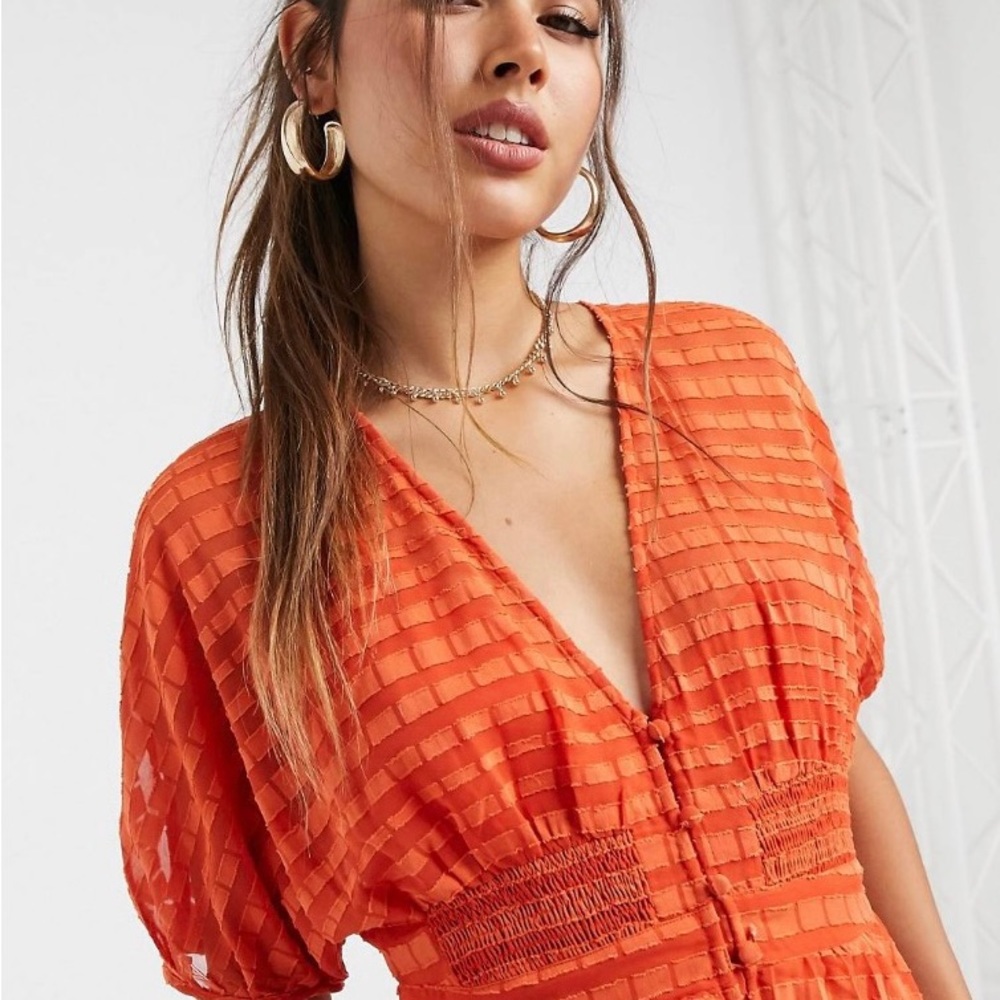 Asos Design Textured Dobby Button Through Midi Te… - image 3